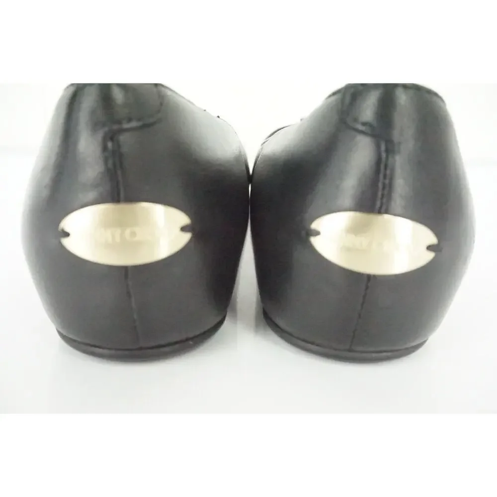 Jimmy Choo Waine Black Leather Gold Stud Cap Toe Ballet Flats Size 35 NIB $565